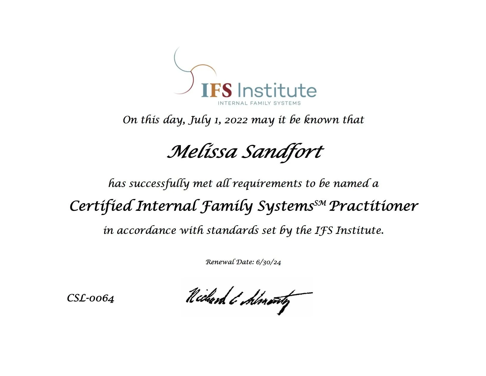 IFS certification certificate