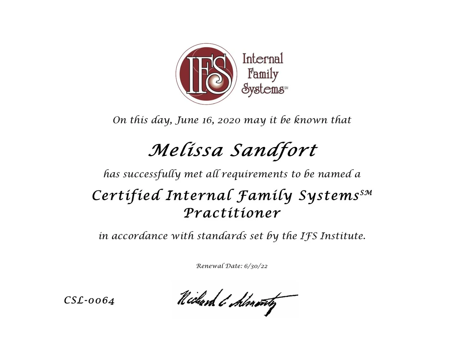 IFS certification certificate